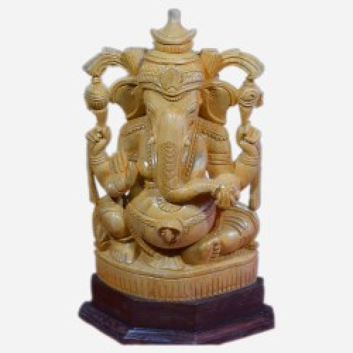 Wooden Ganesha Idol